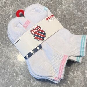 K-Swiss White and Pink Ankle Socks - 6 Pack